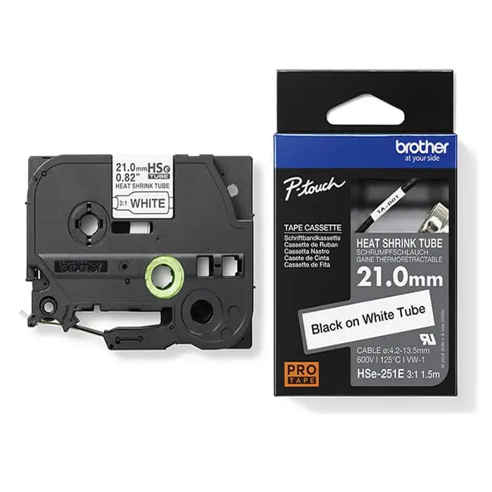 brother-p-touch-hse-251e-orijinal-beyaz-uzerine-siyah-isi-ile-daralan-laminasyonlu-etiket-21mm